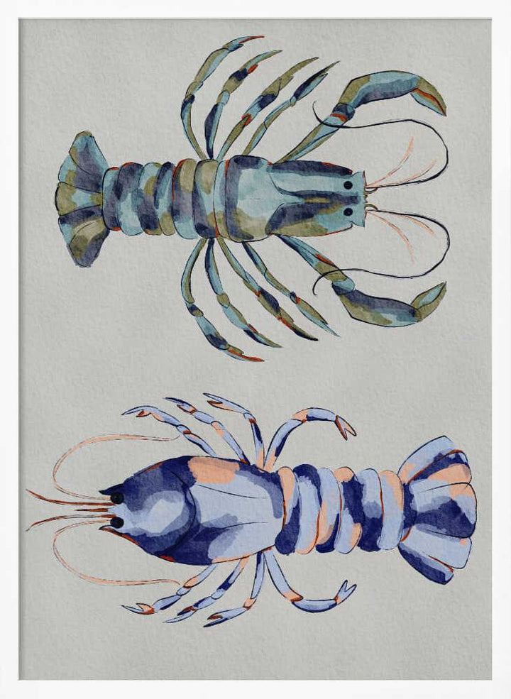 "Blue Lobsters Watercolor" by Nikita Jariwala — Animals Wall Art