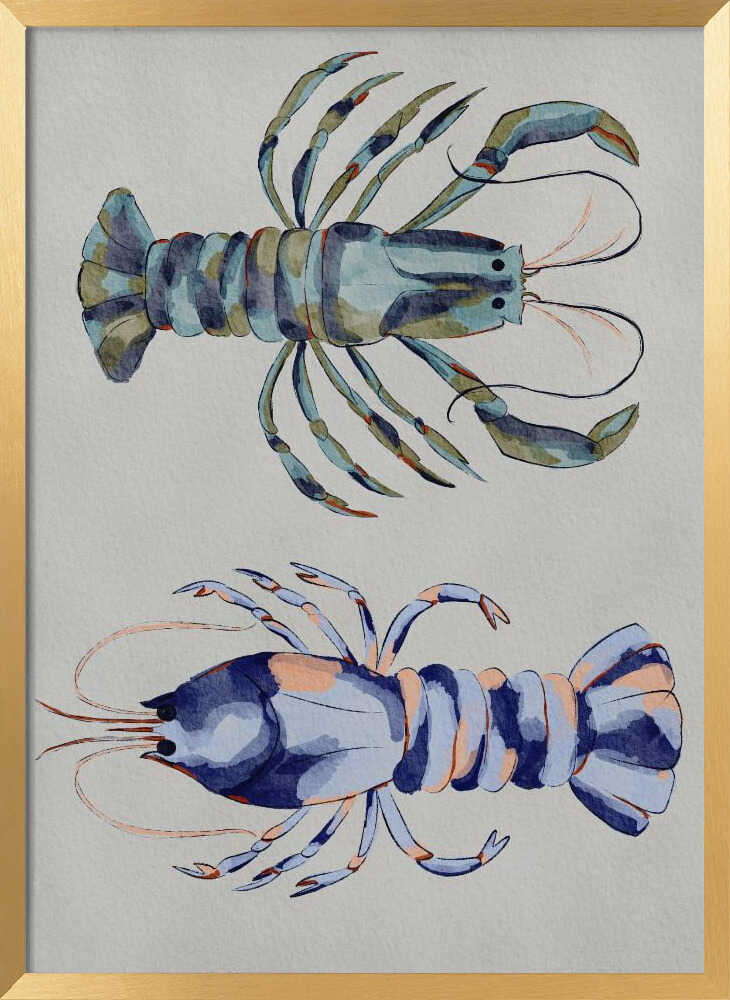 "Blue Lobsters Watercolor" by Nikita Jariwala — Animals Wall Art