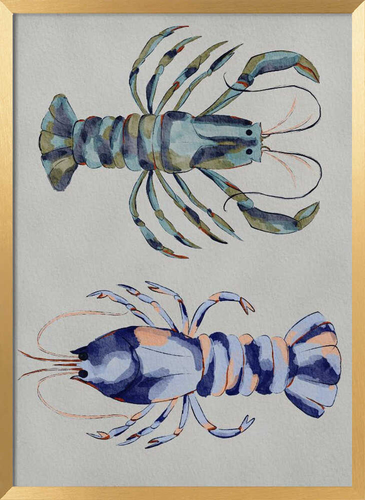 "Blue Lobsters Watercolor" by Nikita Jariwala — Animals Wall Art