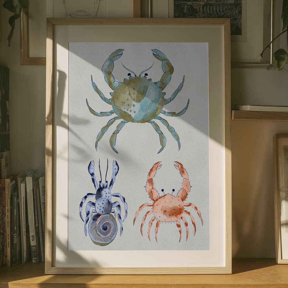 "Ocean Crabs Watercolor" by Nikita Jariwala — Animals Wall Art