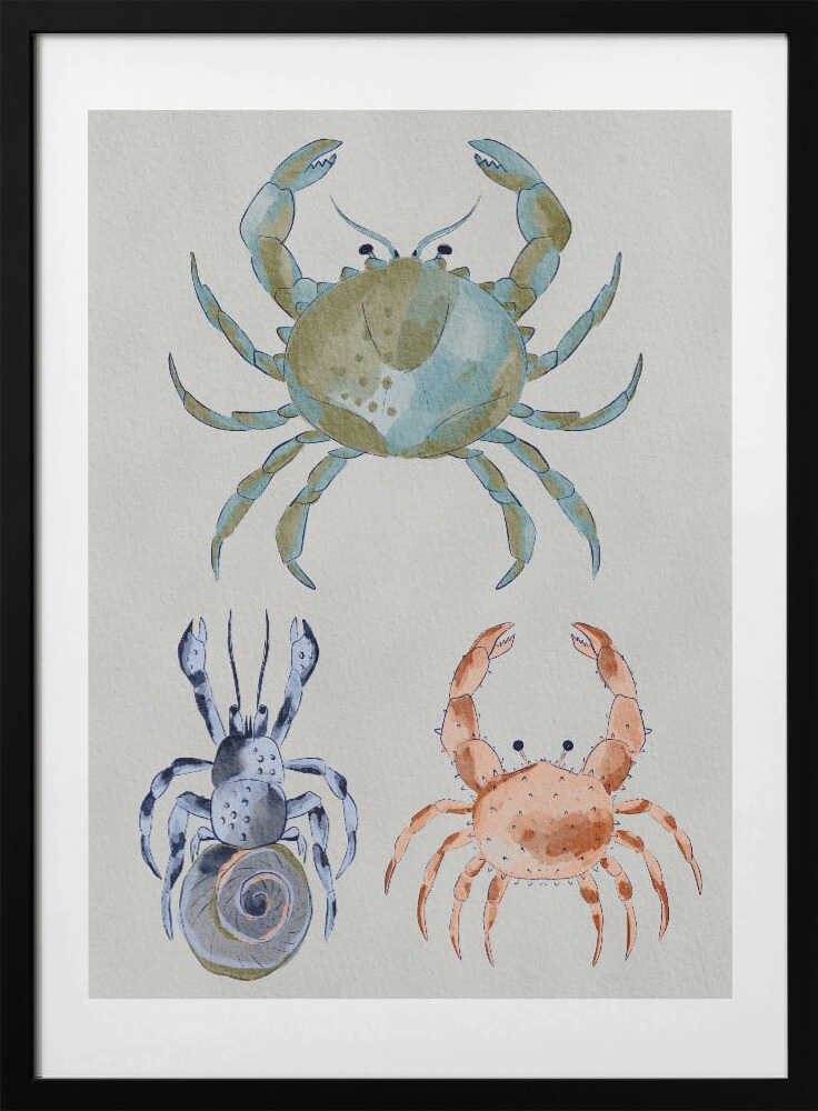"Ocean Crabs Watercolor" by Nikita Jariwala — Animals Wall Art