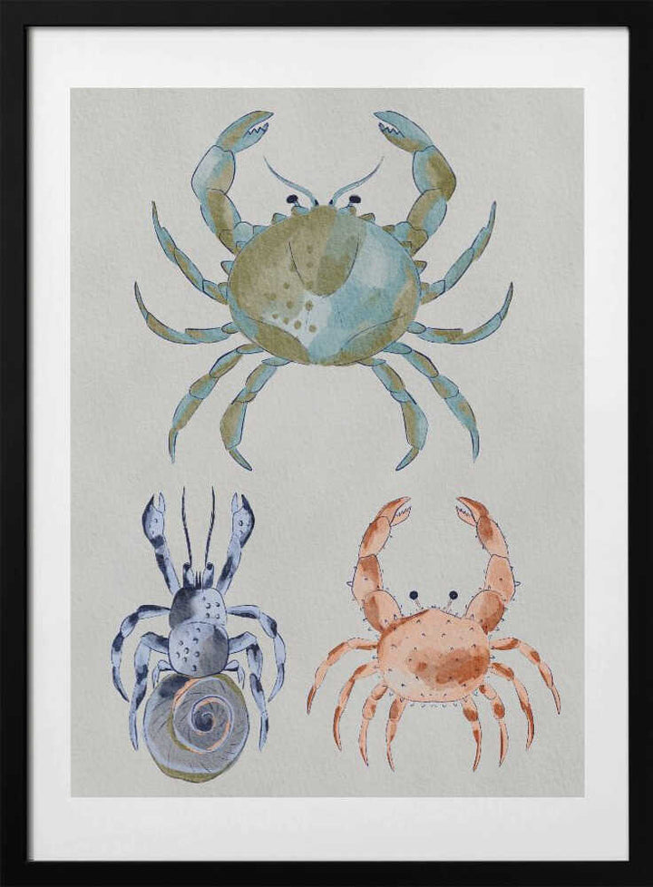"Ocean Crabs Watercolor" by Nikita Jariwala — Animals Wall Art