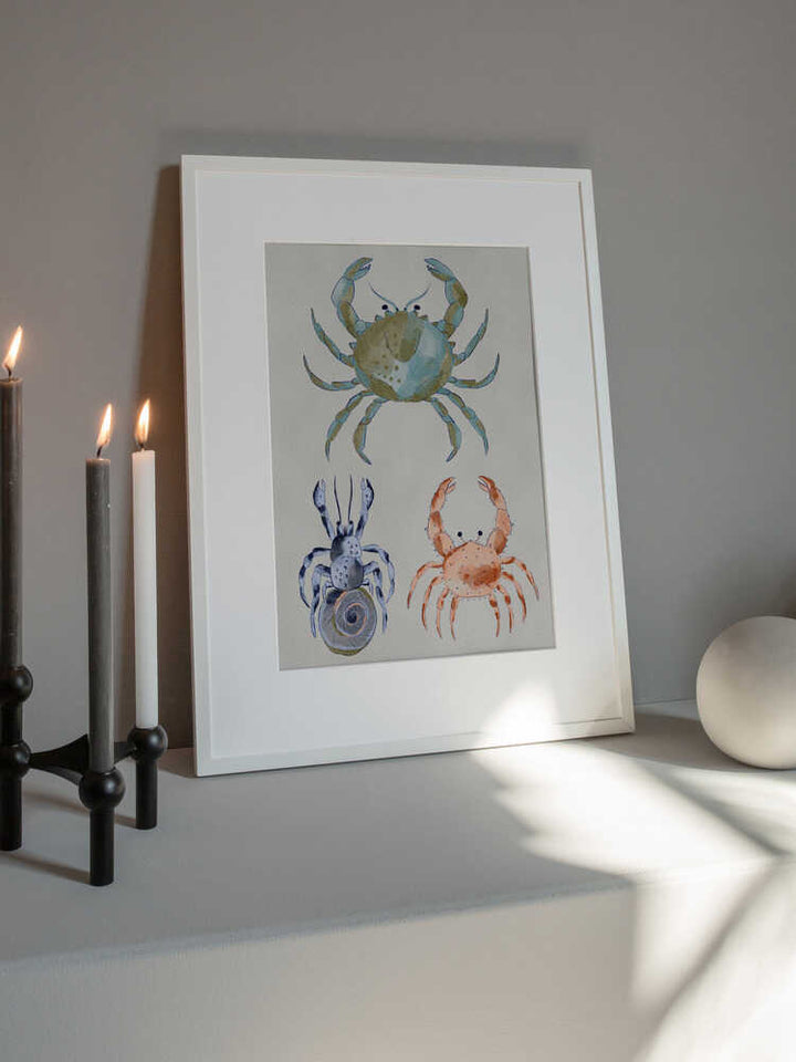 "Ocean Crabs Watercolor" by Nikita Jariwala — Animals Wall Art
