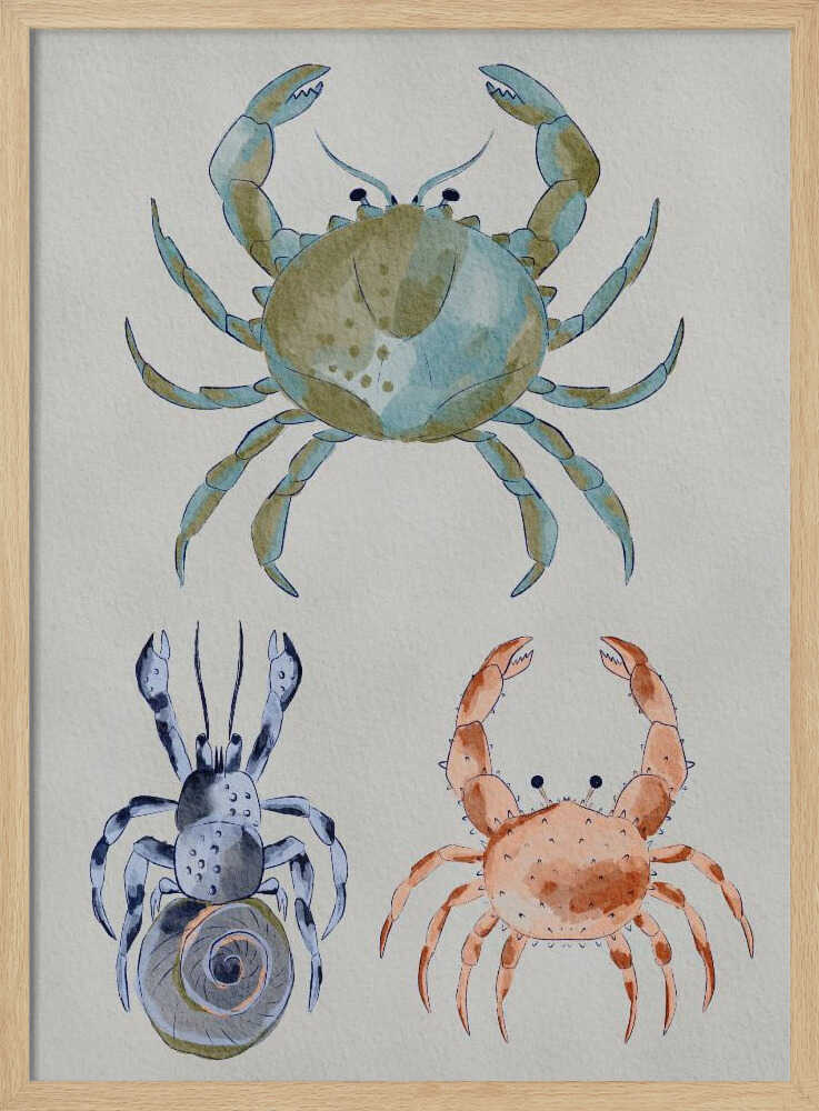 "Ocean Crabs Watercolor" by Nikita Jariwala — Animals Wall Art