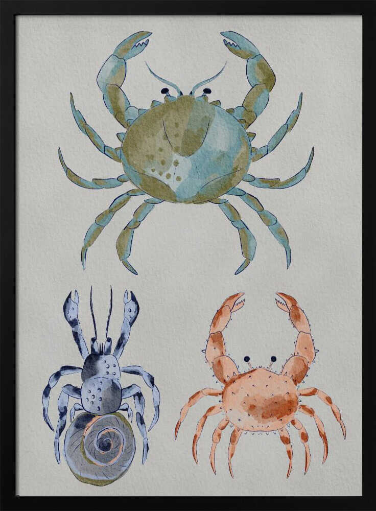 "Ocean Crabs Watercolor" by Nikita Jariwala — Animals Wall Art