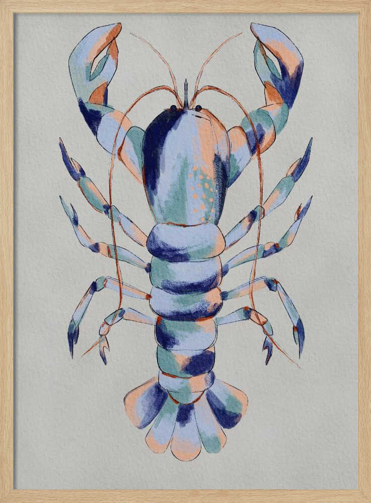"Colorful Blue Lobster" by Nikita Jariwala — Animals Wall Art