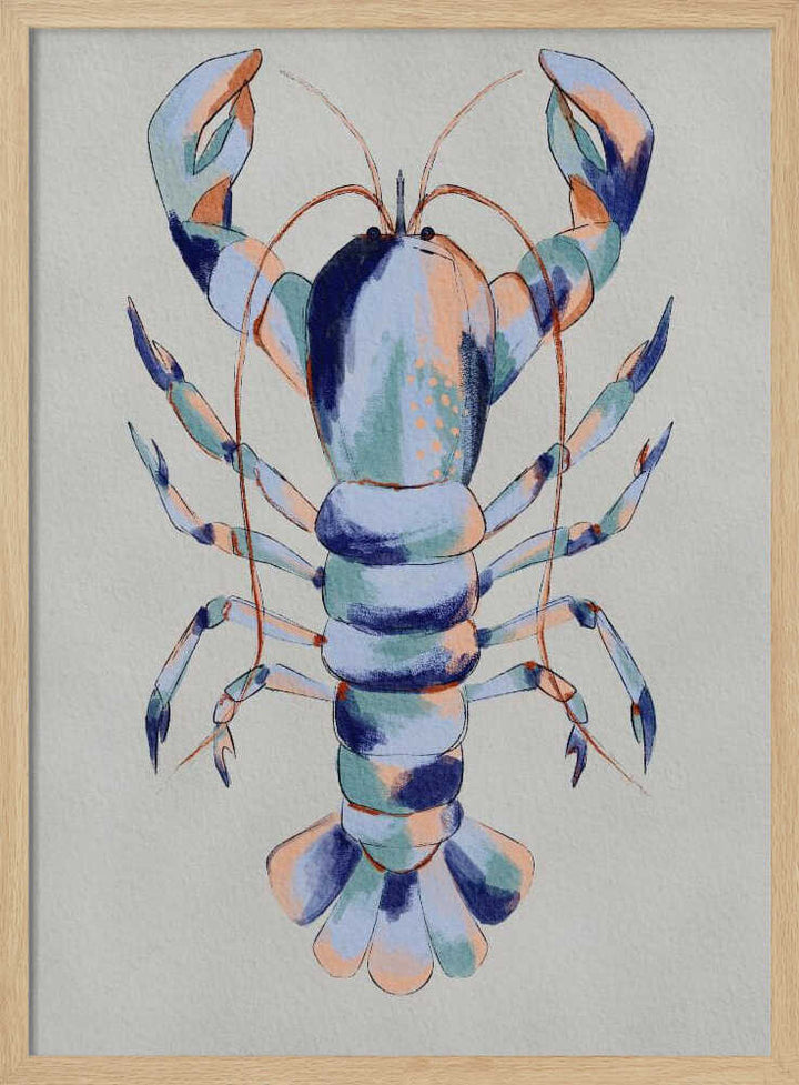 "Colorful Blue Lobster" by Nikita Jariwala — Animals Wall Art