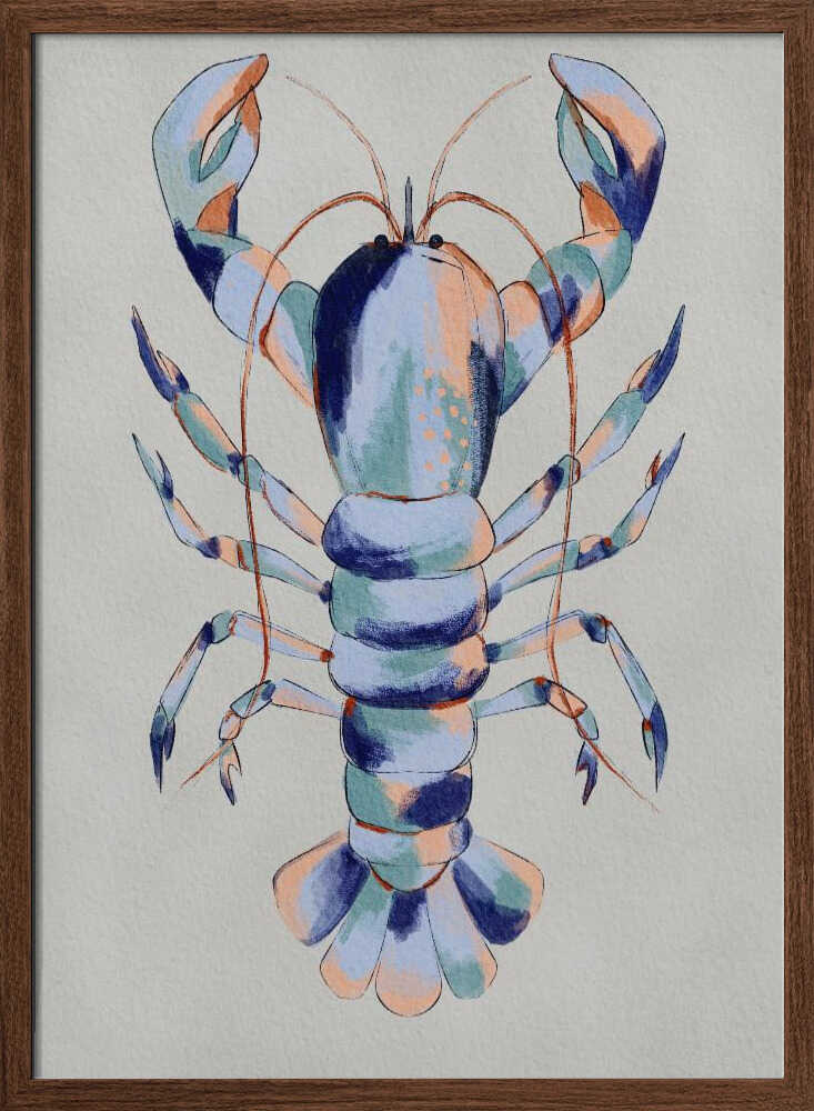 "Colorful Blue Lobster" by Nikita Jariwala — Animals Wall Art