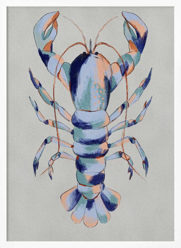 "Colorful Blue Lobster" by Nikita Jariwala — Animals Wall Art