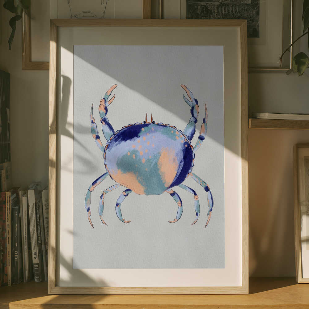 "Serene Blue Crab" by Nikita Jariwala — Animals Wall Art