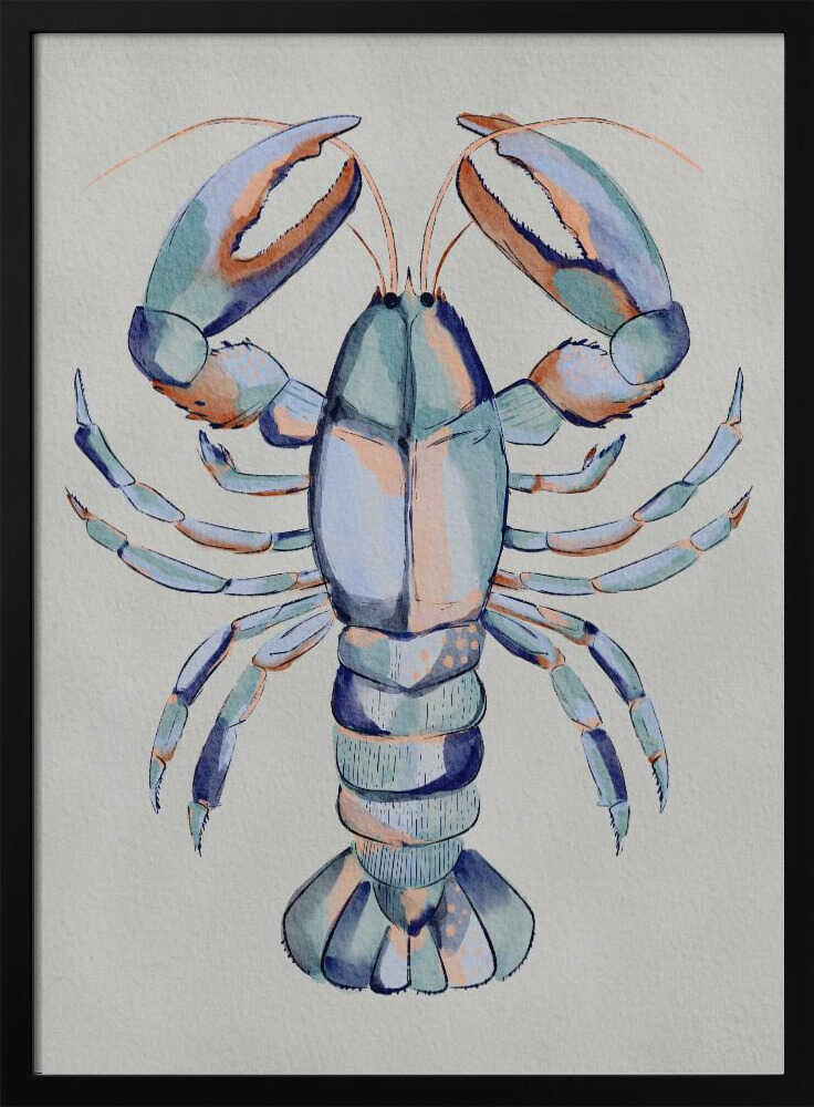 "Watercolor Blue Lobster" by Nikita Jariwala — Animals Wall Art