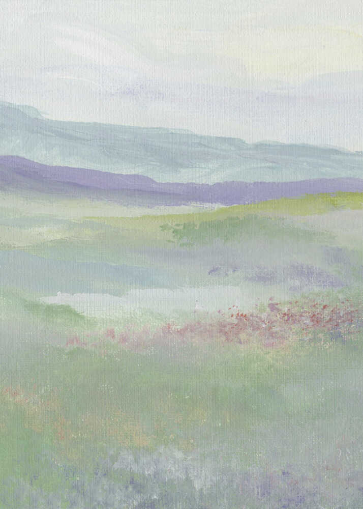"Misty Hillside Fields" by Nikita Jariwala — Landscape Wall Art