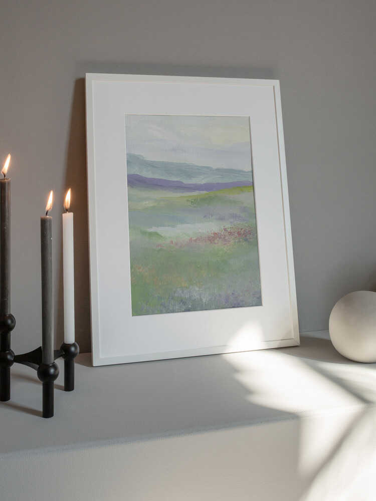"Misty Hillside Fields" by Nikita Jariwala — Landscape Wall Art