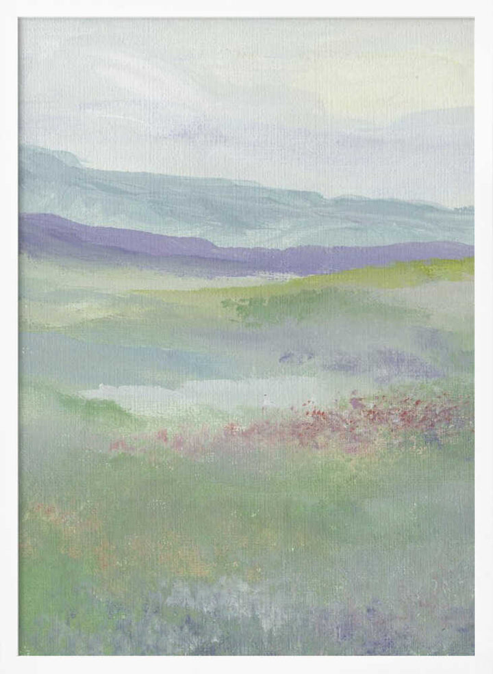 "Misty Hillside Fields" by Nikita Jariwala — Landscape Wall Art