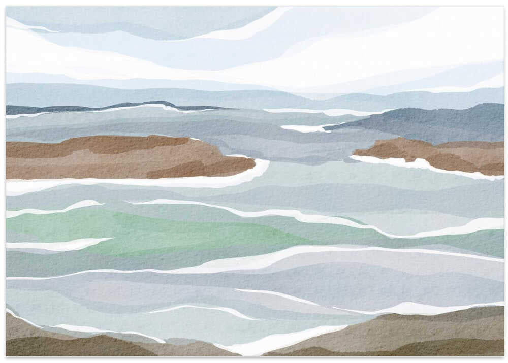 "Abstract Ocean Layers" by Nikita Jariwala — Coastal Wall Art