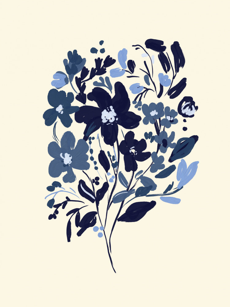 "Indigo Floral Bouquet" by Josie George — Botanical Wall Art