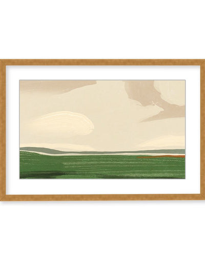 "Ethereal Horizons: Sky and Field in Grand Scale" Framed Matted Print Wall Art