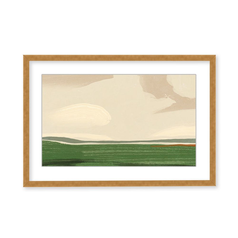 "Ethereal Horizons: Sky and Field in Grand Scale" Framed Matted Print Wall Art