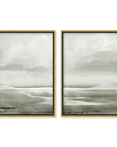 "Reflections of Tranquility Diptych" Framed Canvas Wall Art  — Ready to Ship