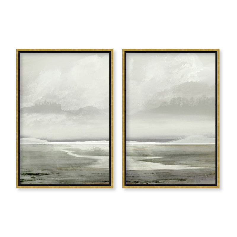 "Reflections of Tranquility Diptych" Framed Canvas Wall Art