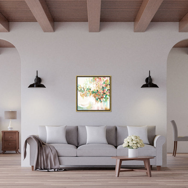 "Blotch Floral"Framed Embellished Canvas  Wall Art