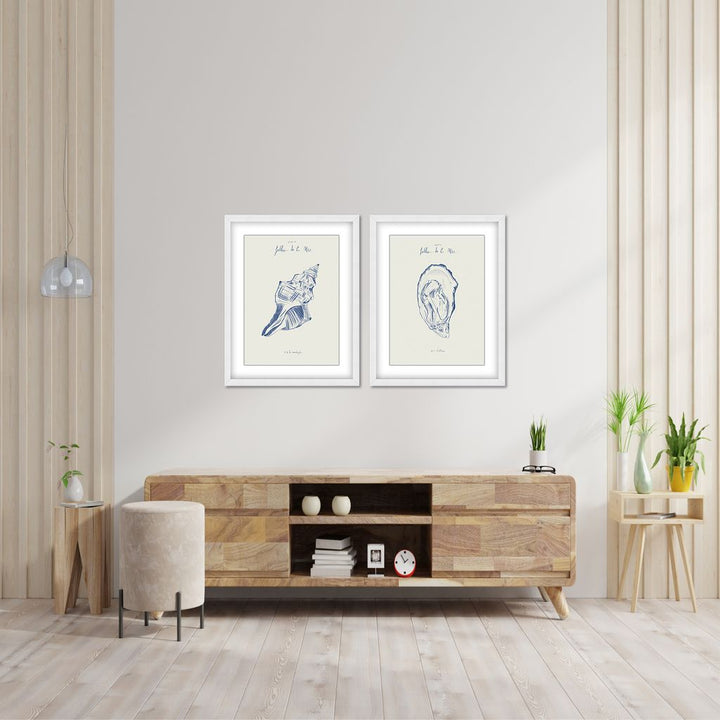 "Filles de la mer- La conchiglia Diptych" Framed Matted Print Wall Art