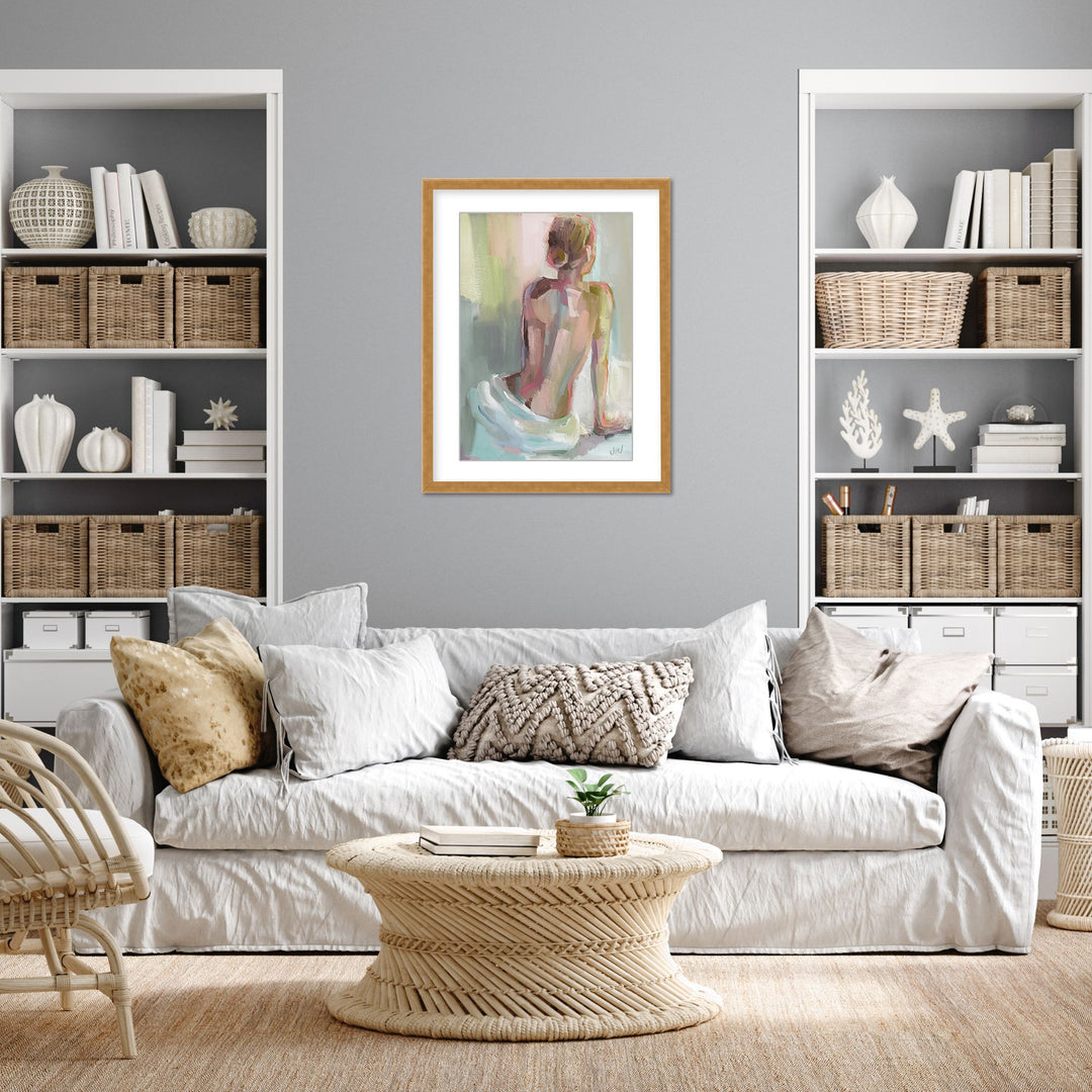 "Grace in Pose: A Portrait of Feminine Elegance" Framed Matted Print Wall Art