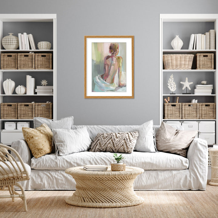 "Grace in Pose: A Portrait of Feminine Elegance" Framed Matted Print Wall Art
