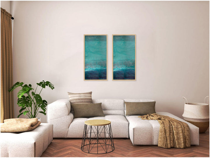 "Oversized Abstract"Set of Two Framed Textured Wall Art