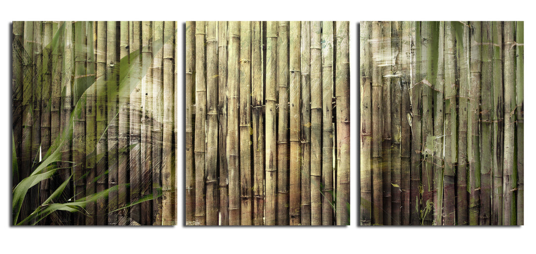 Open box Bamboo Abstraction' 3 Piece Wrapped Canvas Wall Art Set wall art
