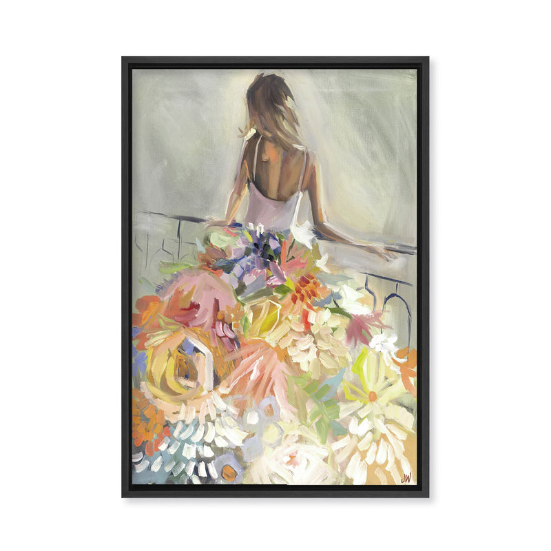 "Blossom Reverie: The Enigmatic Backdrop"Framed Embellished Canvas  Wall Art