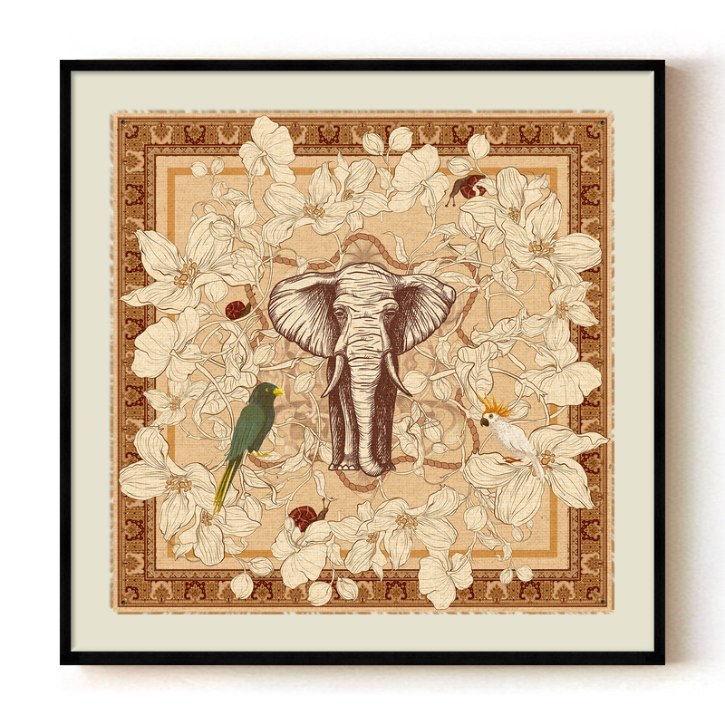 "Elephant Reverie" Framed Canvas Wall Art by ChiChi Décor