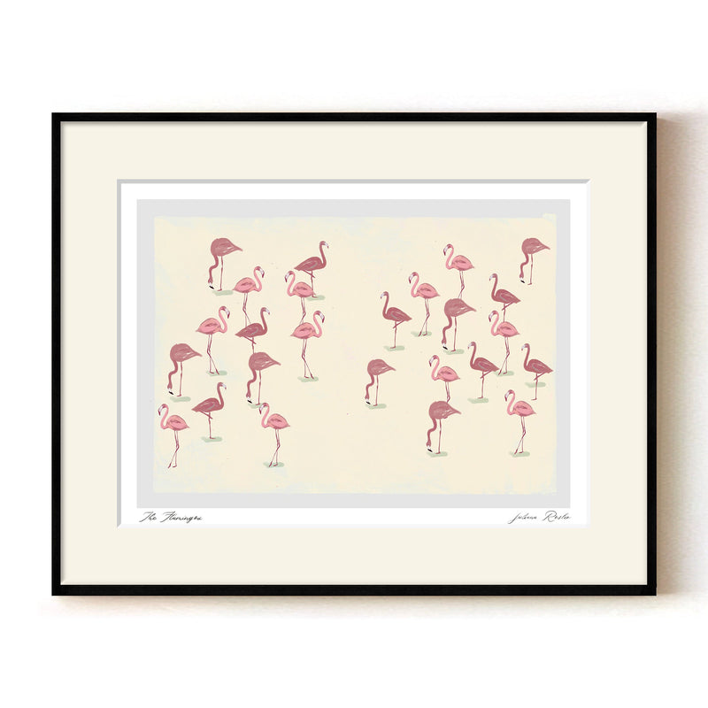 "The Flamingoes" Framed Matted Print Wall Art by ChiChi Décor
