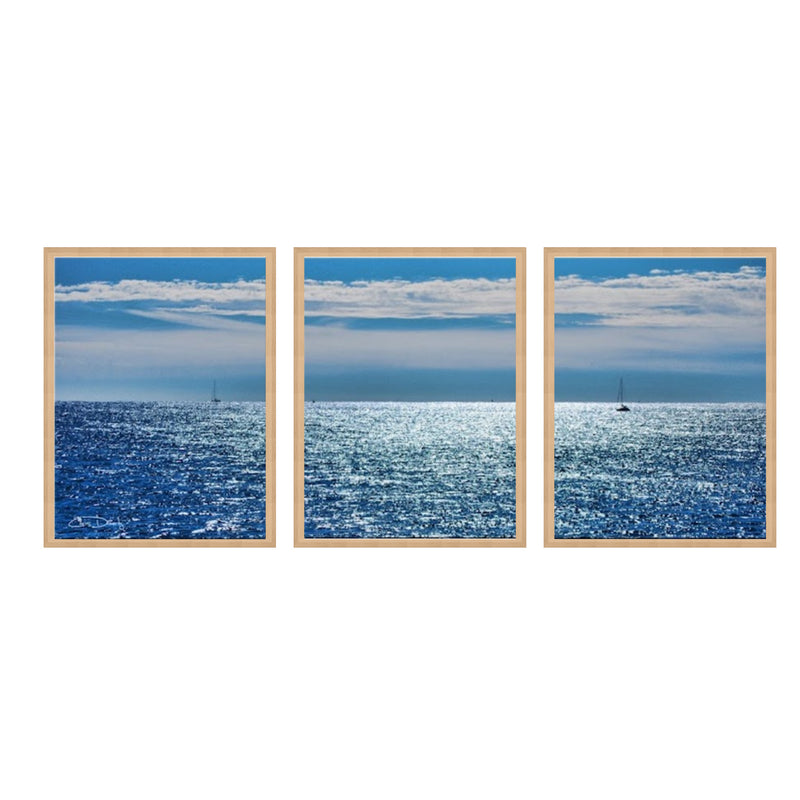 "Oceans" Set of Three Framed Canvas Wall Art