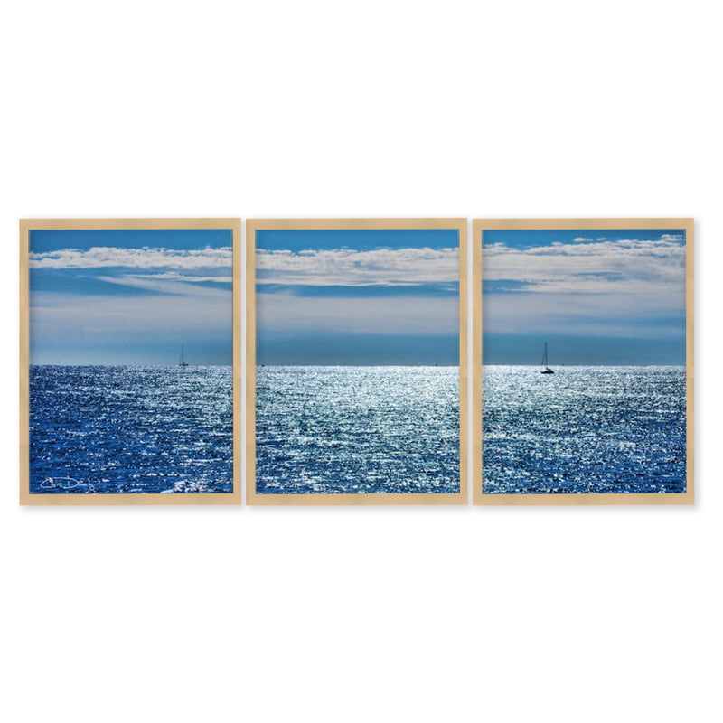 "Oceans"Set of Three Framed Textured Wall Art