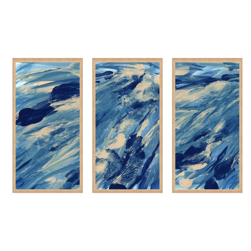 "Midnight Swim" Set of Three Framed Canvas Wall Art