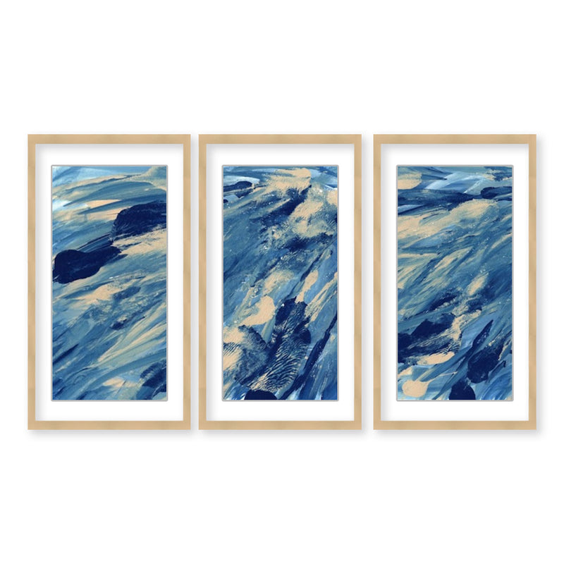 "Midnight Swim" Set of Three Framed Matted Print Wall Art