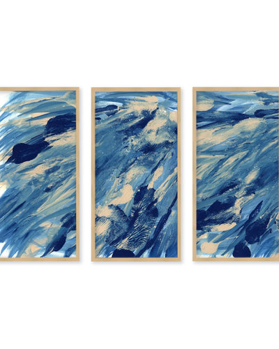 "Midnight Swim"Set of Three Framed Textured Wall Art