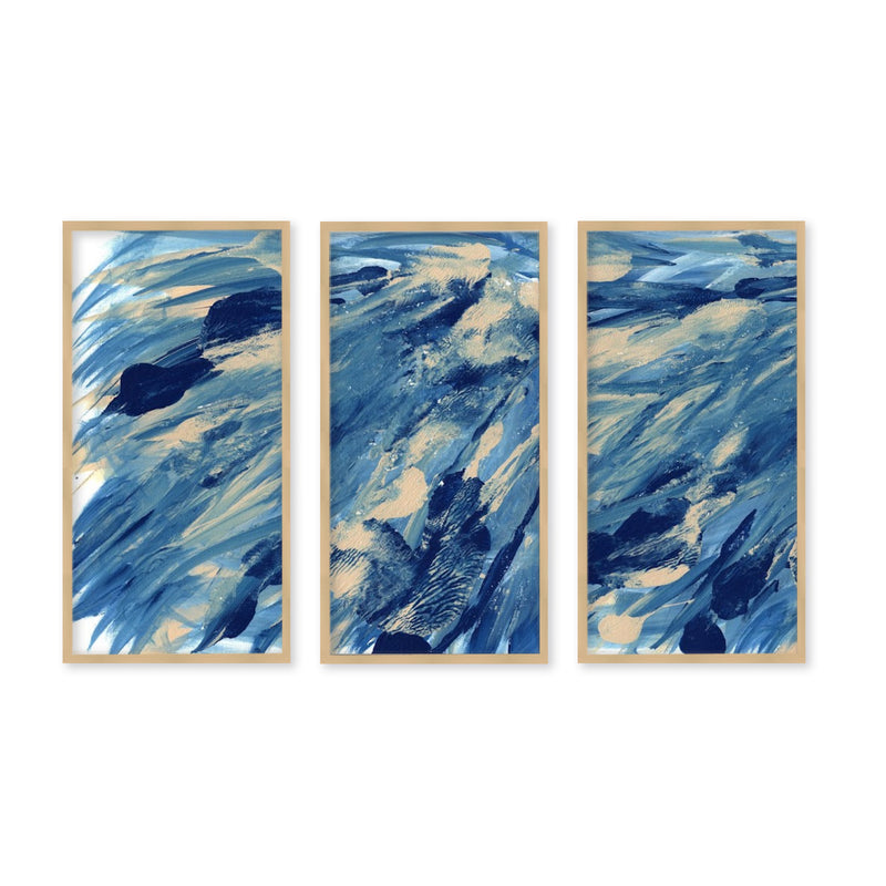 "Midnight Swim"Set of Three Framed Textured Wall Art