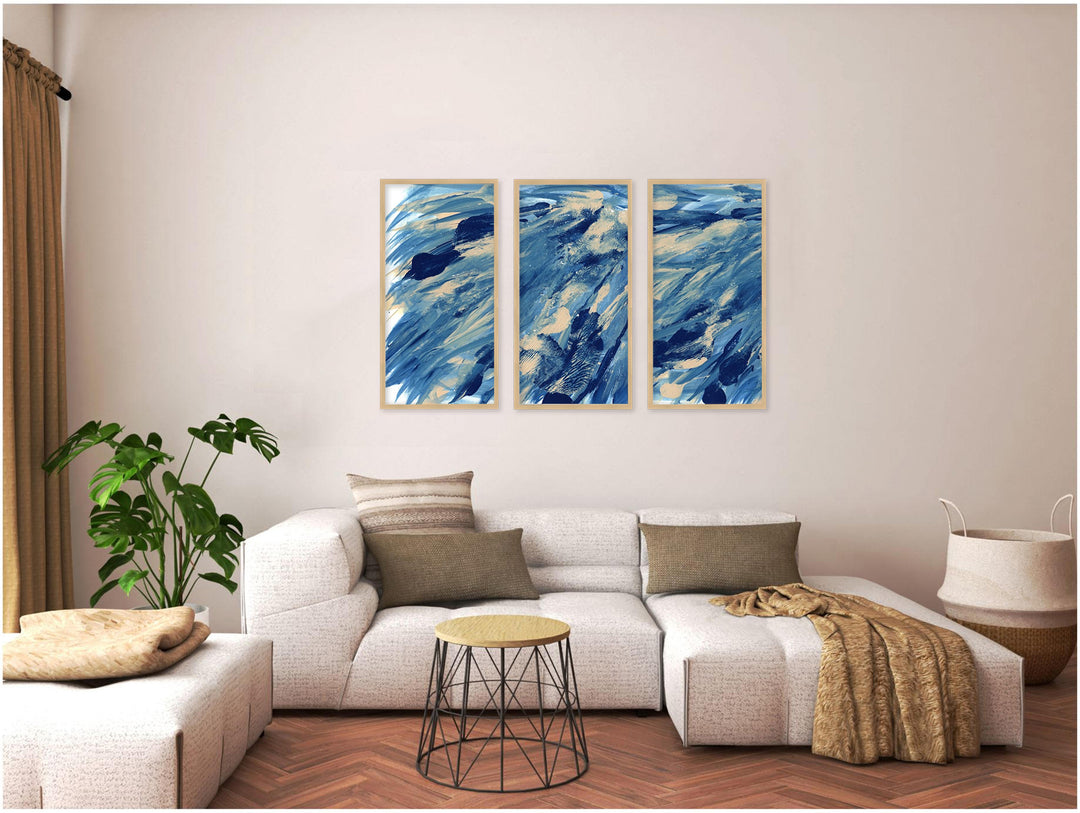"Midnight Swim"Set of Three Framed Textured Wall Art