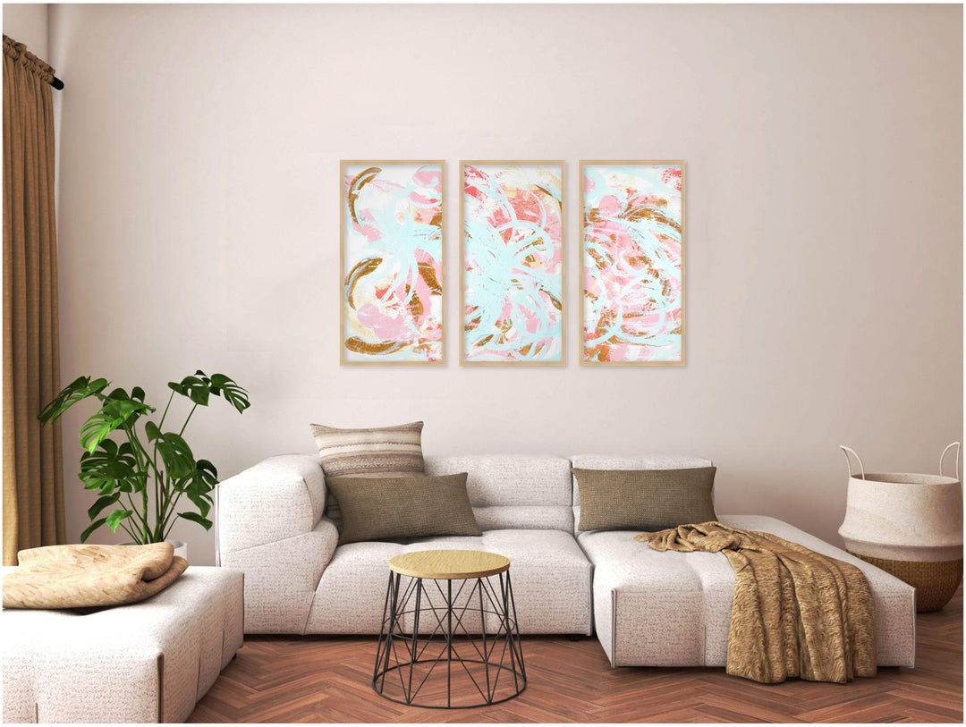 "Grande Jete"Set of Three Framed Textured Wall Art