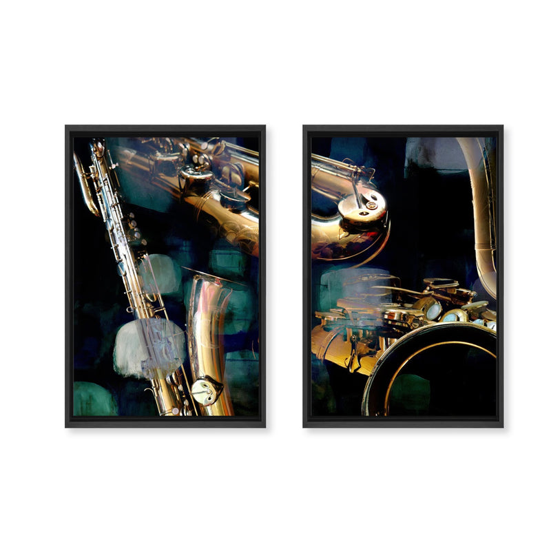 "The Color of Jazz VI"Set of Two Framed Canvas Wall Art