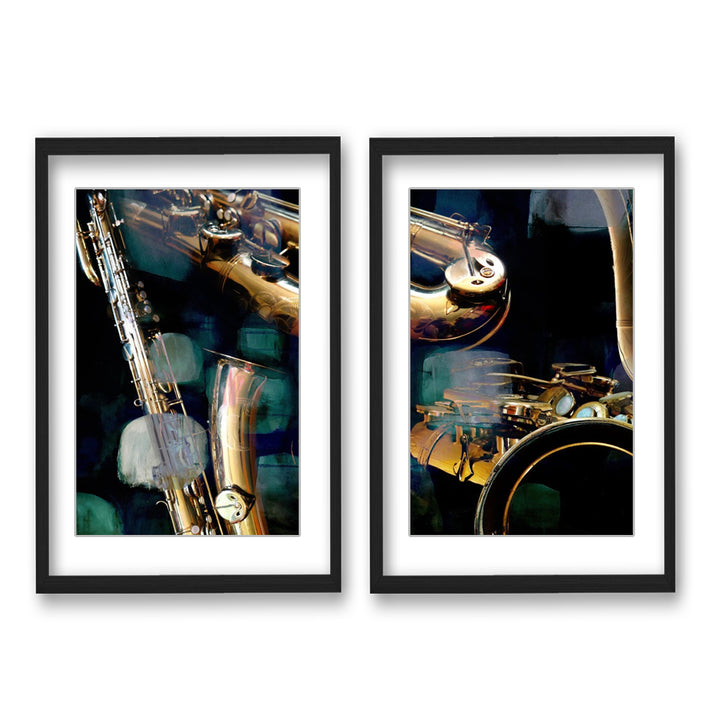 "The Color of Jazz VI"Set of Two Framed Matted Print Wall Art