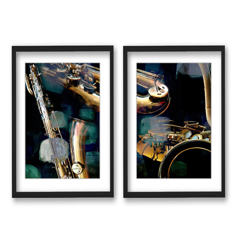 "The Color of Jazz VI"Set of Two Framed Matted Print Wall Art