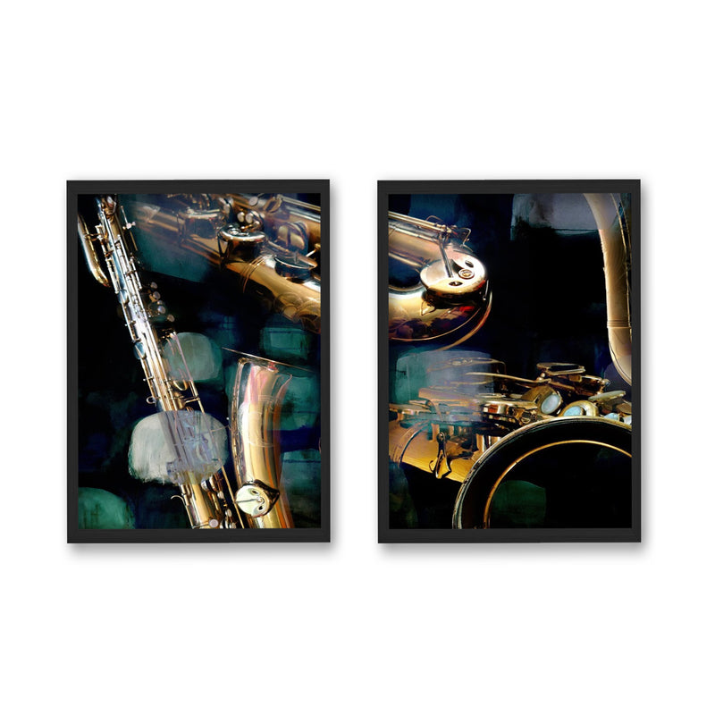 "The Color of Jazz VI"Set of Two Framed Textured Wall Art