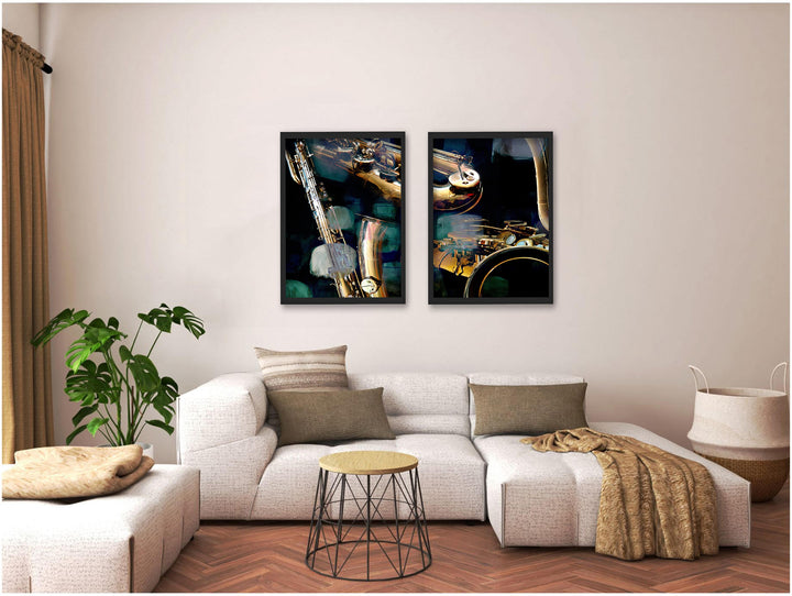 "The Color of Jazz VI"Set of Two Framed Textured Wall Art