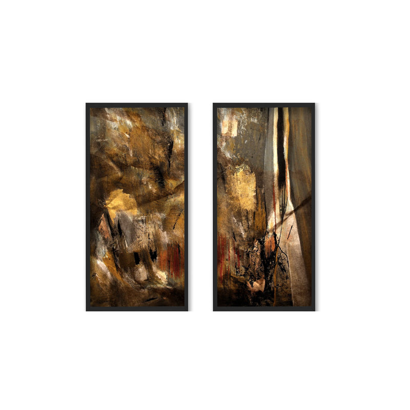 "Earth Tone Abstract I"Set of Two Framed Textured Wall Art