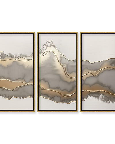"Metallic Landscape Triptych"Framed Embellished Canvas Wall Art