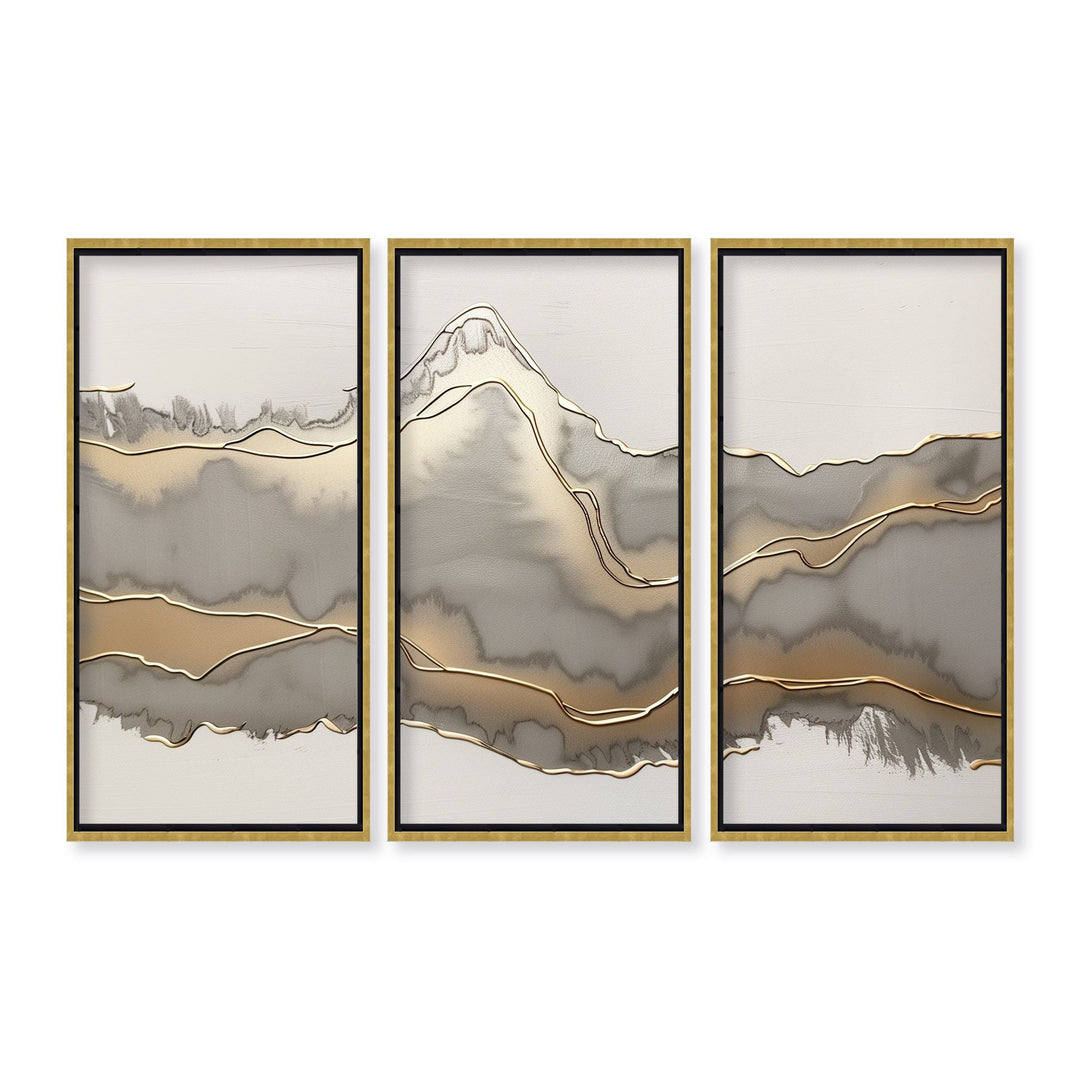 Open box Metallic Landscape TrptychFramed Embellished Canvas Wall Art wall art