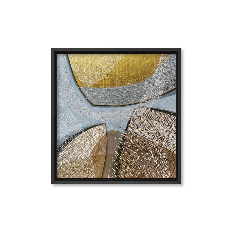 "Gold Leaf Abstract"Framed Embellished Canvas  Wall Art